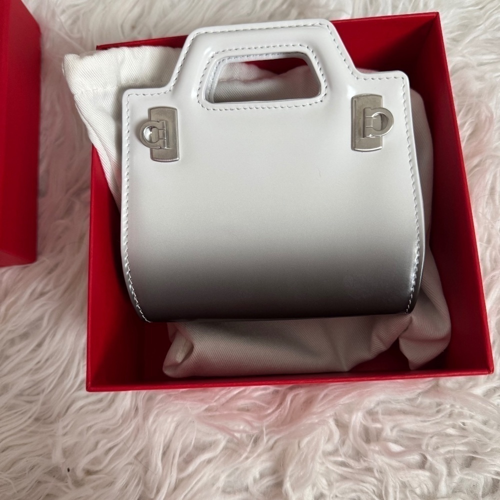 Ferragamo Wanda Gradient Effect Black White Leather Micro Bag NEW IN BOX